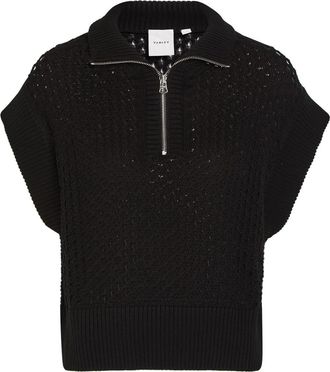 Varley Gaines Half-zip Cotton-knit Vest - Black - Xxs (UK4 / Xxs)