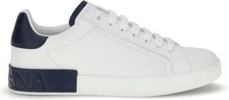 Dolce & Gabbana Logo Streep Leren Sneakers met Hiel Detail - Heren - Sneakers - Wit - 40 EU - Leer - Schoenen