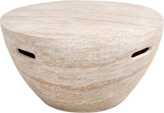 Beliani Mesa Auxiliar Tablero De Mdf Chapado Base Con Aspecto De Piedra Dise&ntilde;o Moderno Beige Vicarello