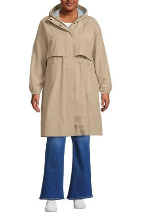 Lands End Squall Packable Long Raincoat in Champagne at Nordstrom, Size 3 X