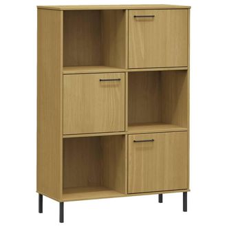 Berkfield Home Bookcase with Metal Legs Brown 90x35x128.5 cm Solid Wood OSLO