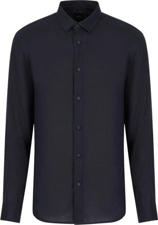 A|X Armani Exchange Overhemd - Heren - Zakelijke Overhemden - Blauw - XL - Katoen - Overhemden