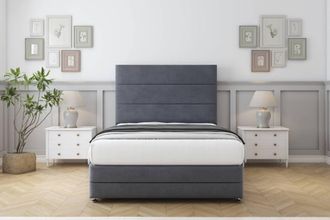 Comfort Beds Zoya Plush Divan Set 4 Drawers-26 Headboard-Footboard in Dark Grey | Size: Super King