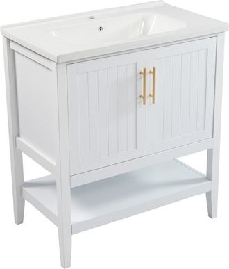 Urban Meuble Mueble bajo lavabo de 80 cm blanco con lavabo, puertas y nicho abierto
