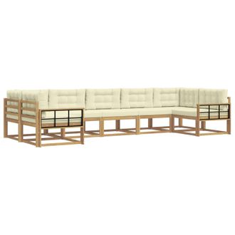 vidaXL Conjunto De Sof&aacute;s De Exterior Con Coj&iacute;n 7 Pcs Blanco Y Crema Vidaxl