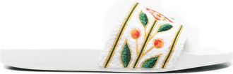 Casablanca Floral-embroidered Slides
