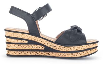 Gabor Keilsandalette GABOR, Damen, Gr. 40, schwarz, Nappaleder, Schuhe Keilsandalette, Keilabsatz, Sommerschuh, Riemchensandale mit sch&ouml;ner Zierschleife