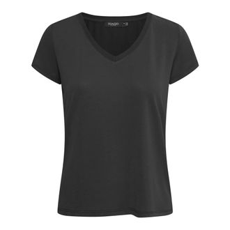 Soaked In Luxury Camiseta negra con cuello en V estilo Columbine - Tops - Mujer - Negro - 2XL