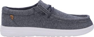 Lamofootwear Mens Paul Canvas Deck Shoe In Blue Jersey