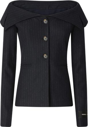 Pinko Dark Blue Off Shoulder Blazer