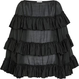 Dries Van Noten Charlice Ruffled Ramie top - Black - 38 (UK10 / S)