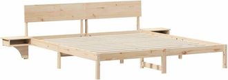 vidaXL Vidaxl - Marco De Cama Con Mesitas De Noche Marr&oacute;n Madera Maciza De Pino