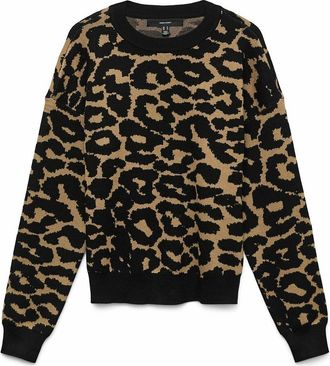 Vero Moda Trui met lange mouwen en ronde hals, luipaardprint