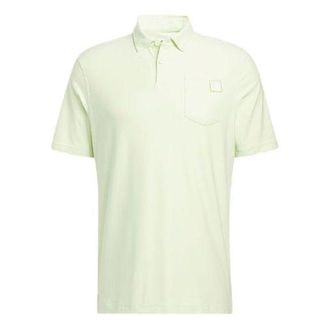 adidas Mens adidas Solid Color Patch Pocket Short Sleeve Green Polo Shirt HA9119