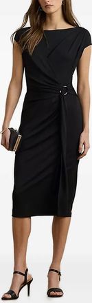 Lauren Ralph Lauren Abito midi in jersey con maniche ad aletta - Nero
