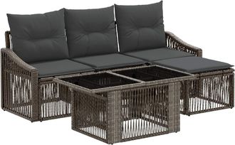 vidaXL Conjunto De Sof&aacute;s De Jard&iacute;n 5 Uds. Gris Y Gris Oscuro Vidaxl