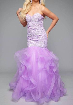 Jasz Couture Elegant Mermaid Prom Dress With Lace And Tulle In Lilac