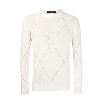 Gran Sasso Truien & Vesten, Heren, Wit, XL, Wol, Girocollo Air Wool a Rombi