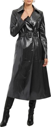 Gorski Genuine Metis Suede Pythn Printed Belted Trench Coat in Anthracite at Nordstrom, Size Small