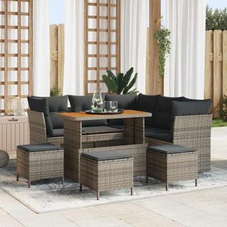 vidaXL Vidaxl - Conjunto De Sof&aacute; De Jard&iacute;n 9 Pcs Gris 110 X 55 X 71 Cm