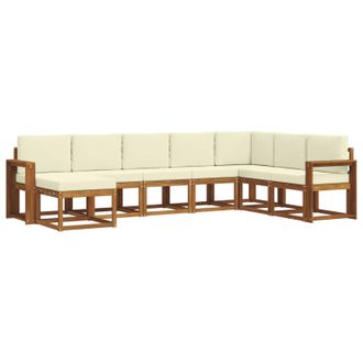 vidaXL Conjunto De Sof&aacute;s De Exterior Con Coj&iacute;n 8 Pcs Natural Y Crema Vidaxl