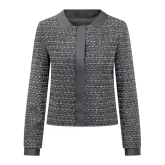 Emporio Armani Tweed Jackets, female, Gray, Size: XS Lurex Tweed Jacket