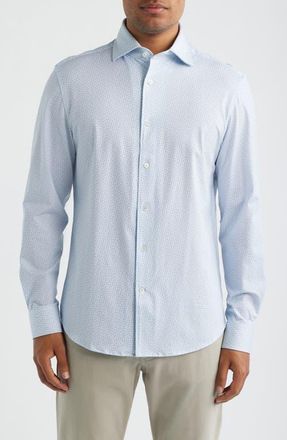 Bugatchi Devon OoohCotton Paisley Print Long Sleeve Button-Up Shirt in Air Blue at Nordstrom, Size Xxx-Large