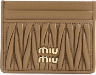 Miu Miu Wallets & Cardholders, female, Brown, Size: ONE SIZE Matelass&eacute; Nappa Leather Card Holder