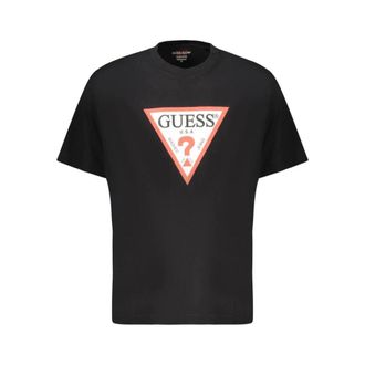 Guess T-Shirts, male, Black, Size: XL Oversized Short-Sleeve T-Shirt