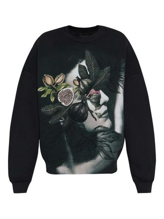 Emporio Armani Sweater met ronde hals en print - Zwart