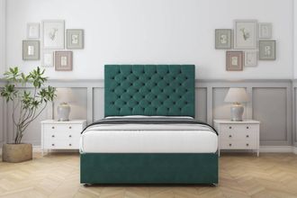 Comfort Beds Winslow Plush Divan Set 2 Drawers-54 Headboard in Emerald | Size: Small Double