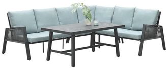 BLOOMINGLOFT Grosses Gartenm&ouml;bel Set Brendon 279.5 x 219.5 cm - Eckteil rechts / Mintgrau