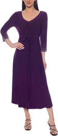 Tash And Sophie Beaded V-Neck Dress in Eggplant Silver at Nordstrom Rack, Size X-Large