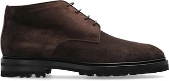 Kiton Suede Enkellaarzen - Heren - Veterlaarzen - Bruin - 41 EU - Wol - Schoenen