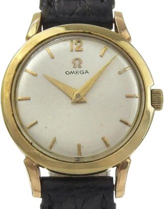 Omega Pre-owned Verguld Gouden Lederen Handopwinding Cal. 244 - Dames - Vintage Horloges - Geel - ONE Size - Leer - Vintage