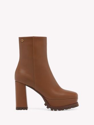 Gianvito Rossi Harlem Boots in Brown Calf Leather at Nordstrom, Size 40.5