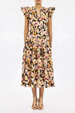 Ulla Johnson Marin Cotton Midi Dress In Night Bloom