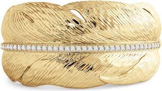 Anabel Aram Feather Wide Cuff Bracelet in Gold at Nordstrom