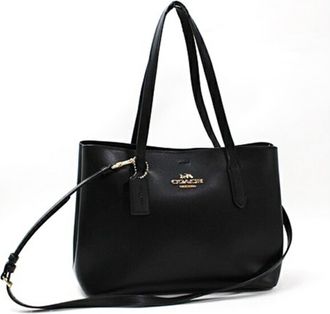 Coach Black Dark Brown Leather Tote Bag (Pre-Owned)