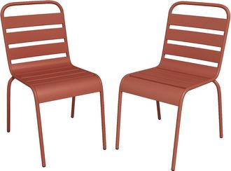 Vente-Unique Sedia da giardino impilabile in Metallo Terracotta - Lotto di 2 - MIRMANDE