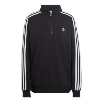 adidas (WMNS) adidas adicolor Trefoil Quarter-Zip Sweatshirt Asia Sizing Black White II6087