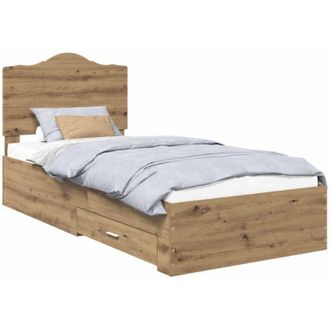 vidaXL Bed Frame with Drawer Artisan Oak 90 x 200 cm Engineered Wood vidaXL