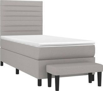 vidaXL Vidaxl - Cama Box Spring Con Colch&oacute;n Tela Gris Claro 90x200 Cm