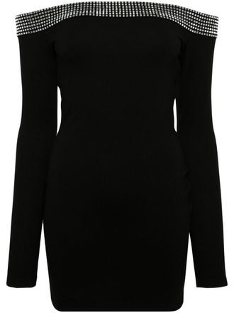 DAVID KOMA crystal-embellished off-shoulder dress - Black