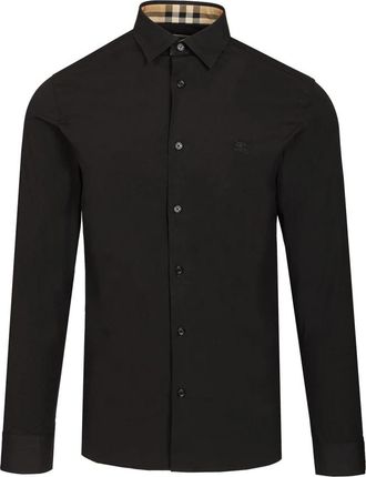 Burberry Stretch Katoenen Shirt - Heren - Casual Overhemden - Zwart - M - Katoen - Overhemden