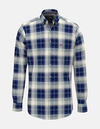 Fynch-Hatton Mens Modern Flannel Check Shirt Navy - Size: 40/Regular