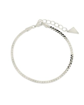 Sterling Forever Rhodium Plated Bentley Flat Herringbone Chain Bracelet