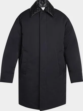 Bottega Veneta Men & apos;s Tech Puffer Jacket with Intrecciato Collar