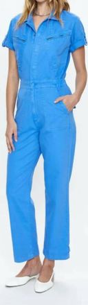 Pistola Denim Campbell Aviator Jumpsuit In Blue Belle