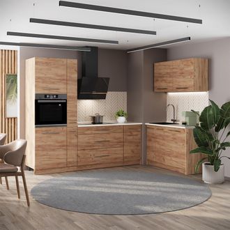 Vicco Cocina Fame-line, Roble Dorado/roble Dorado, 220 X 120 Cm, Et Antracita, Vicco